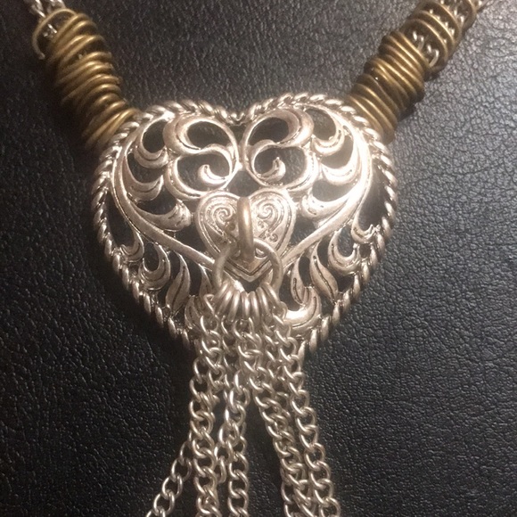Mixed metal 💜 HEART necklace 24 inch chain 32 inch total - Picture 2 of 9